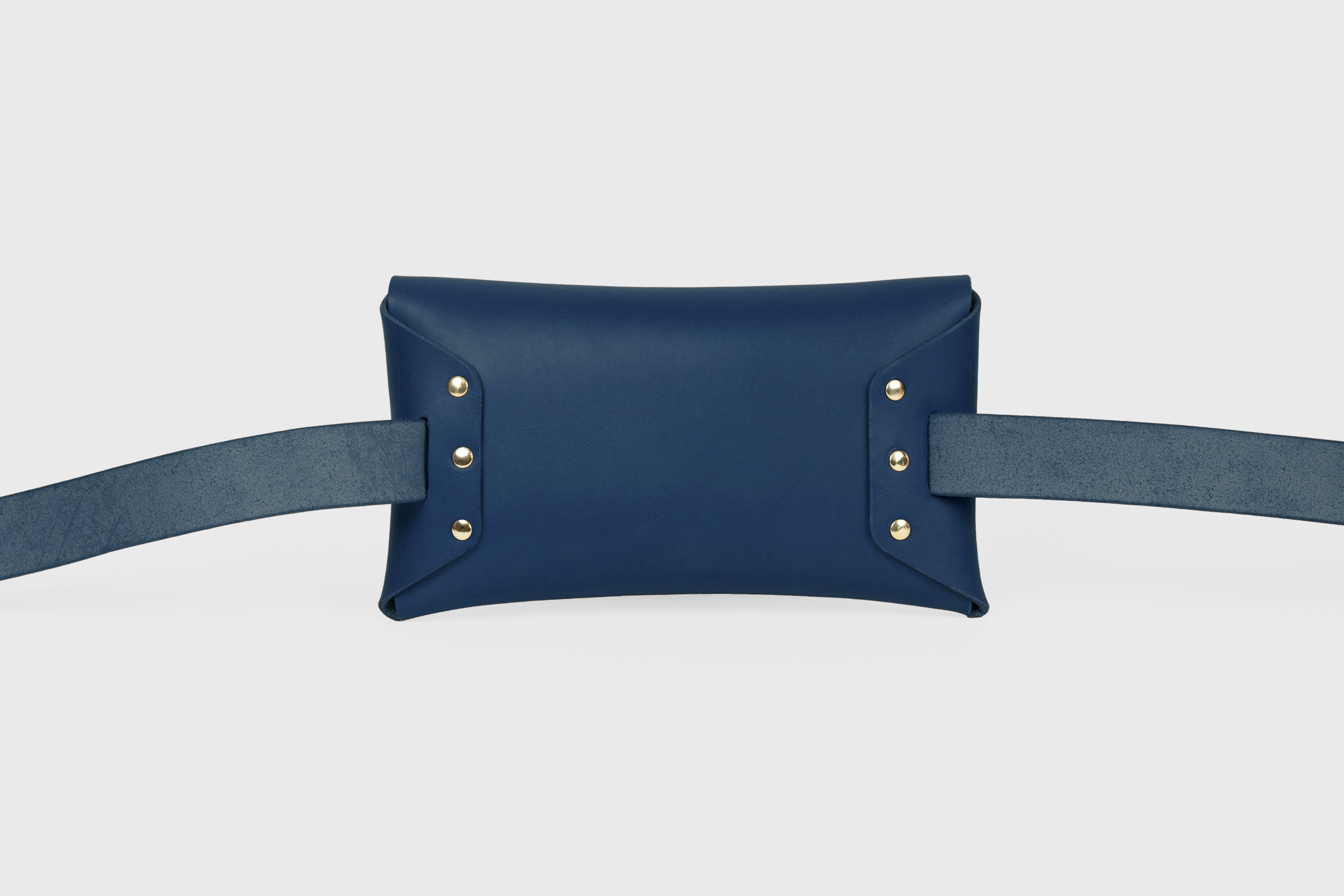 Belt Bag Leather Marine Blue Color Fanny Pack Waist bag Kit Bag Vegetable Tanned Leather Full Grain Premium Quality Modern Minimalist Design Atelier Madre Manuel Dreesmann Barcelona Spain