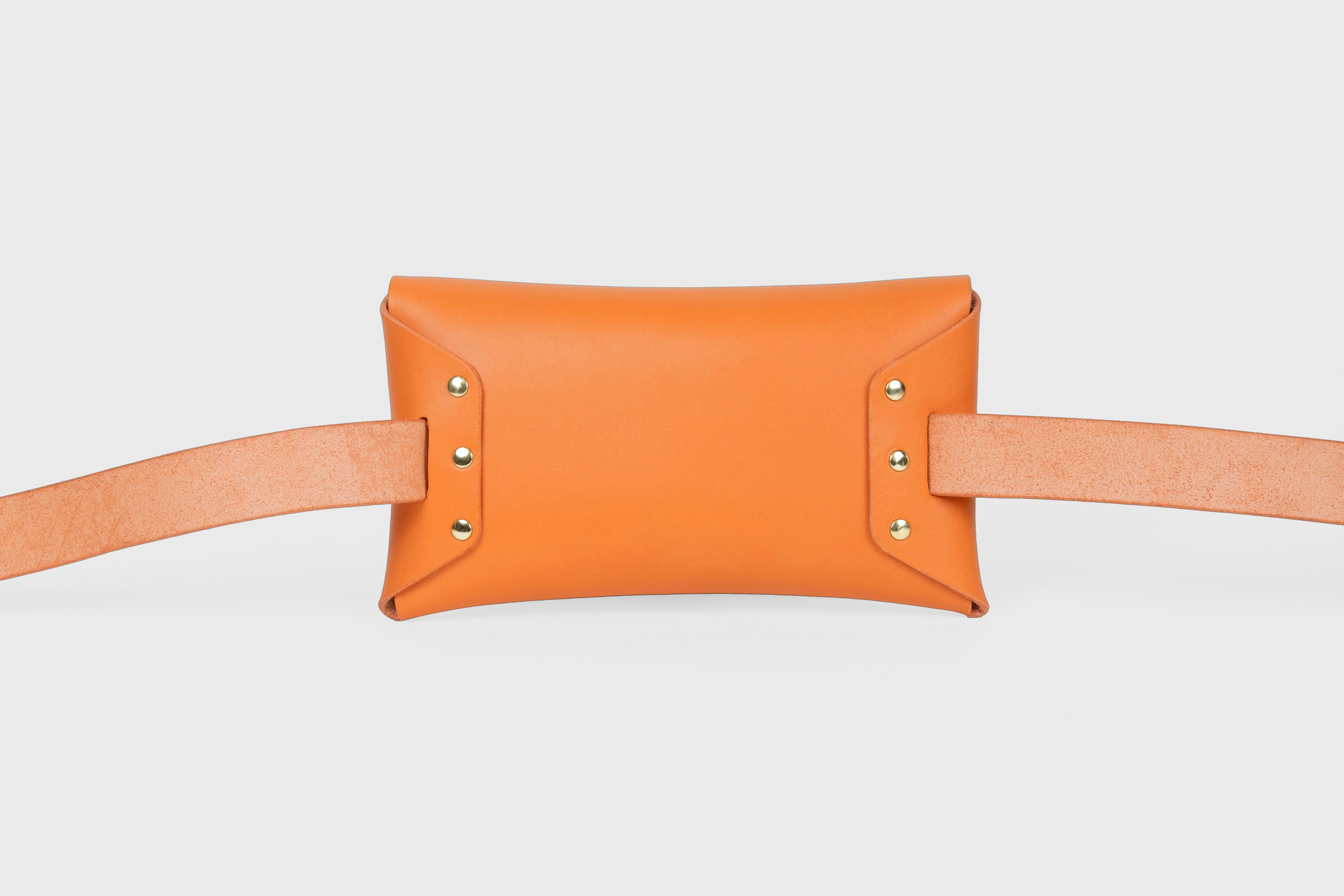 Belt Bag Leather Orange Color Fanny Pack Waist bag Kit Bag Vegetable Tanned Leather Full Grain Premium Quality Modern Minimalist Design Atelier Madre Manuel Dreesmann Barcelona Spain