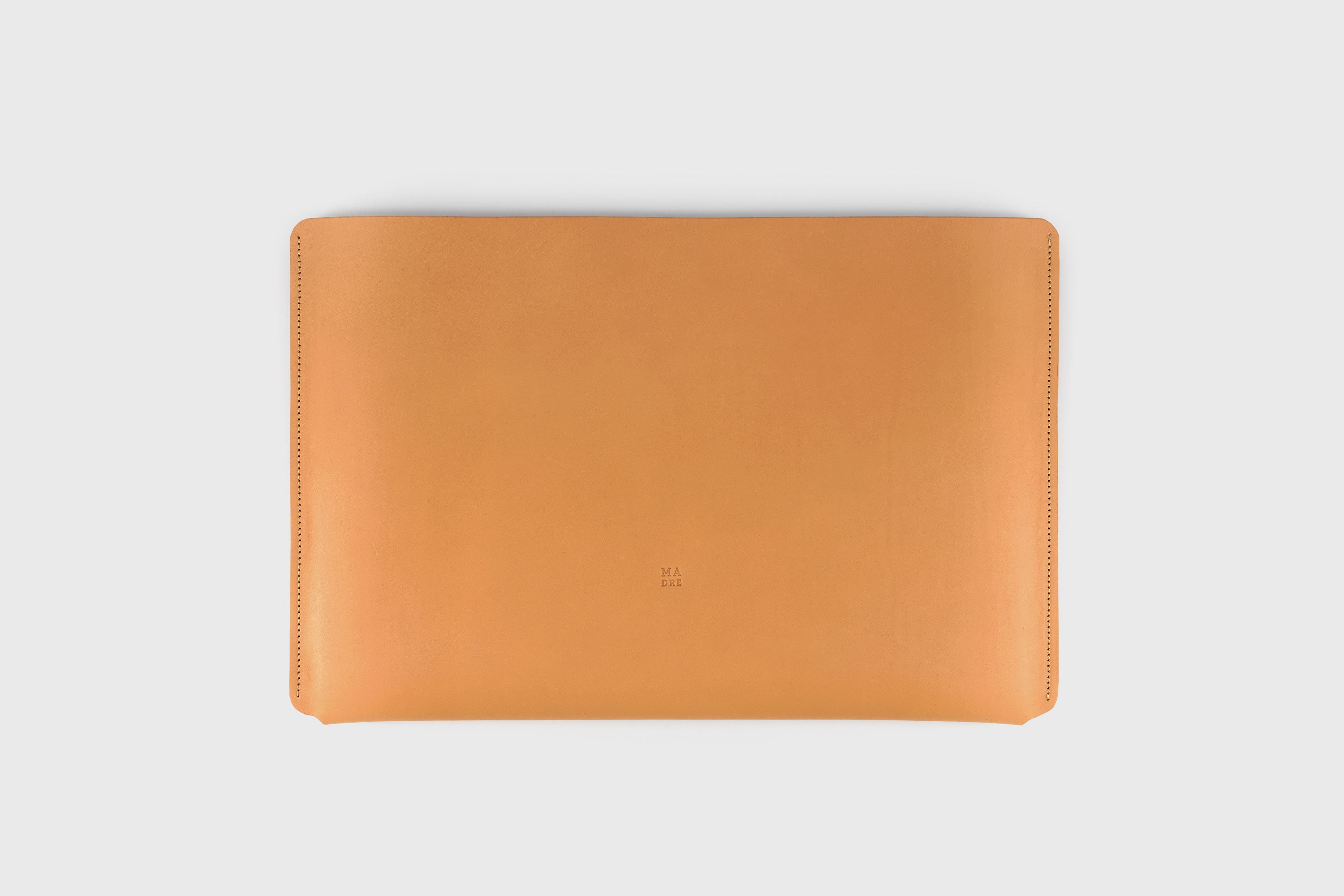 Personalised Handmade Natural Veg Tan Leather Minimalist Laptop Sleeve Case with Zipper, iPad Sleeve, Surface sleeve, online Brown Leather MacBook